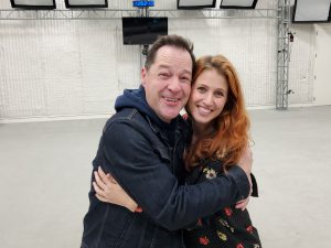 Rena Strober with friend in the studio